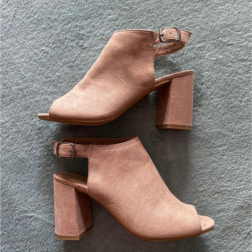 Blush Pink Suede Heels 8.5